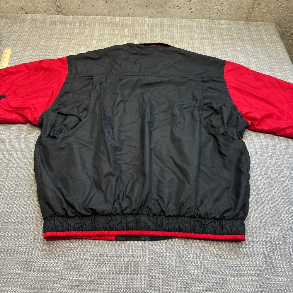 Vintage Chicago Bulls Windbreaker Jacket Mens XL Black Red NBA First Pick Sports